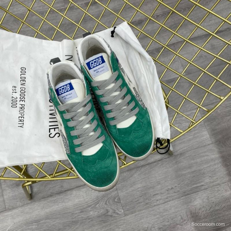 2024 Unisex GGDB Green Silver Glitter Suede High-top Sneakers MJ00300