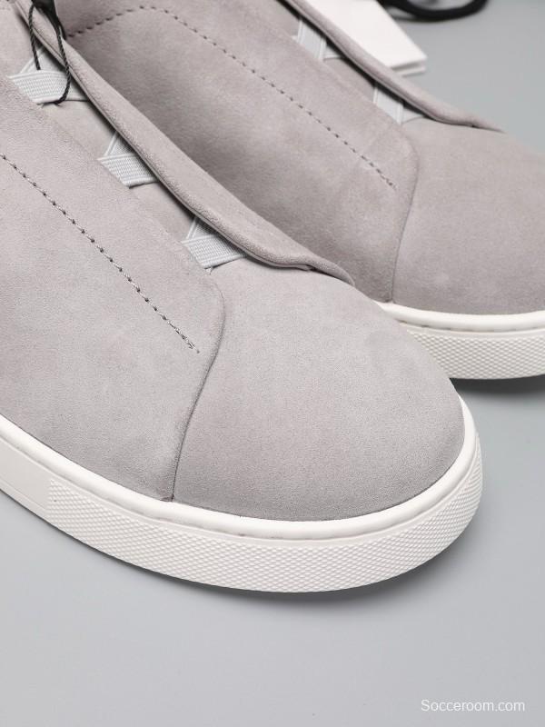 2024 Men Ermenegildo Zegna Grey Suede Sneakers MJ00240