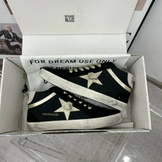 2024 Unisex GGDB Black Gold Leather Suede High Top Sneakers MJ00300