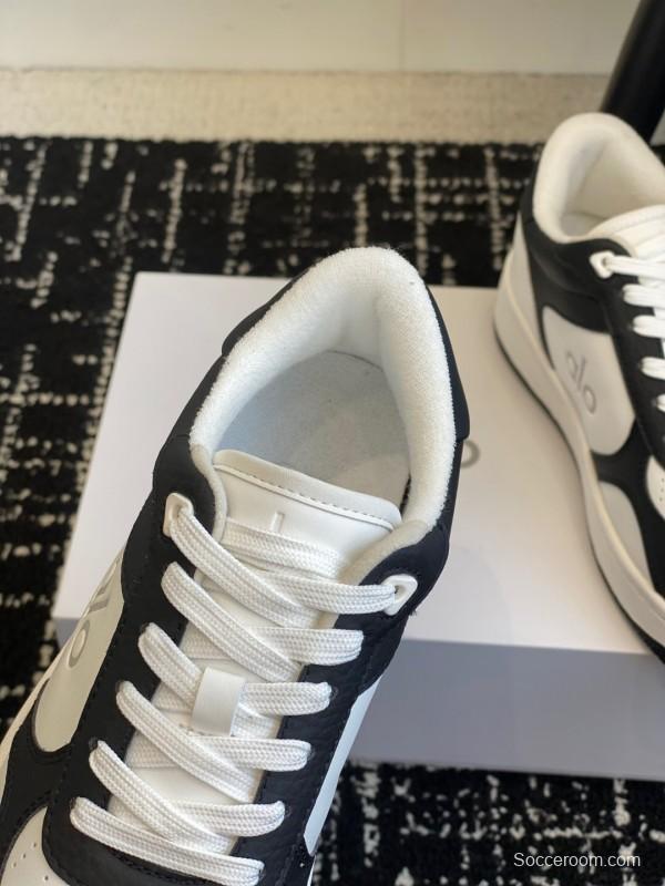 2025 Women Alo Black White Leather Sneakers KFY00280