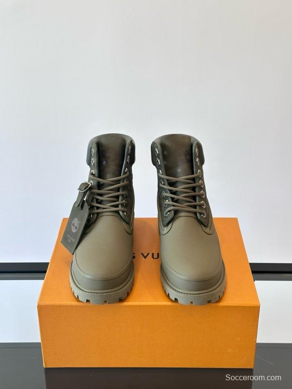 2024 Men Louis Vuitton Brown Rubber Leather Combat Boots MJ00390