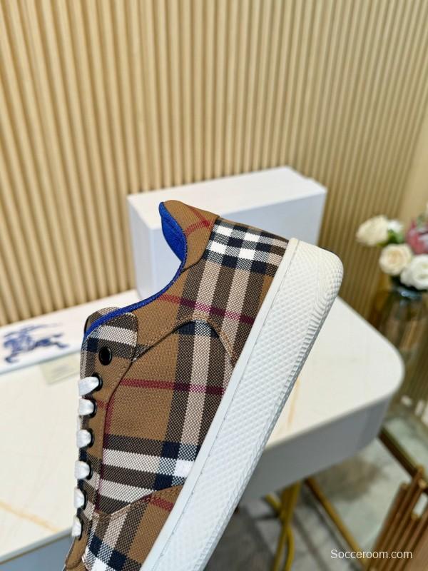 2024 Men Burberry Brown Black White Canvas Casual Sneakers MJ00320