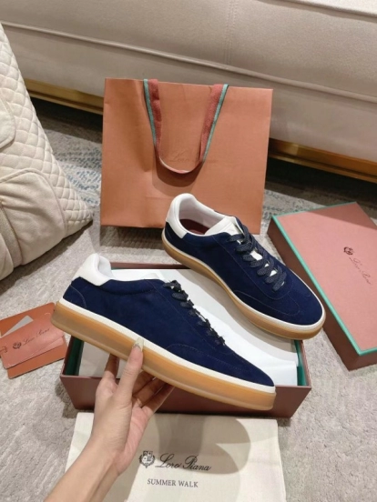 2025 Unisex Le Parmentier Navy White Suede Leather Sneakers LY00320(F)/LY00330(M)