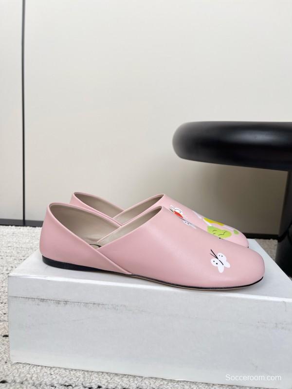 2025 Women Loewe Pink Leather Slippers LY00270