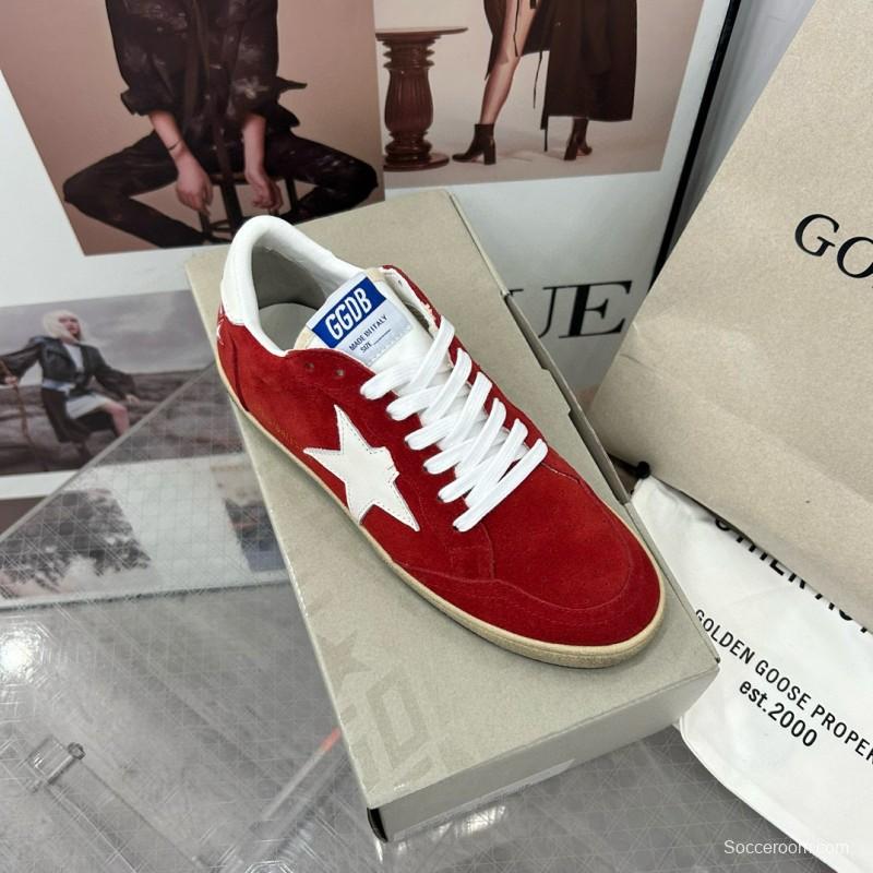 2024 Women GGDB Red Suede White Star Low-Top Sneakers MJ00260