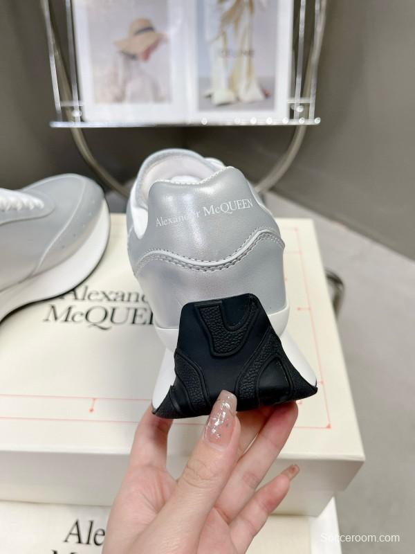 2024 Women ALEXANDER MCQUEEN Silver Leather Sneakers MJ00370