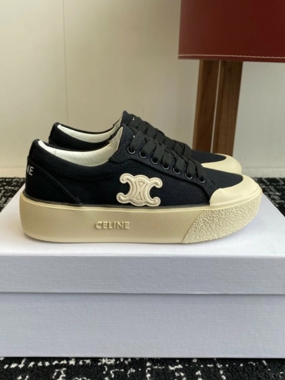 2025 Women Celine Black Canvas Sneakers CR-03