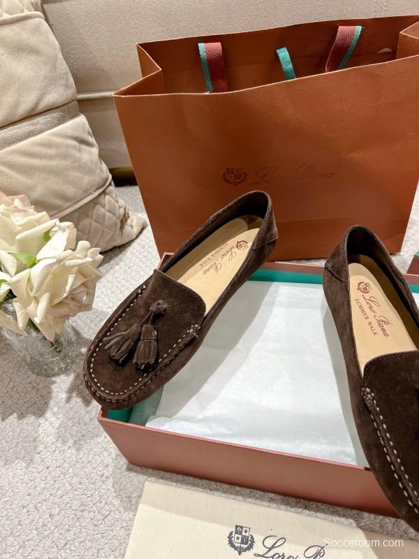 2025 Women Le Parmentier Brown Suede Loafers Tassel LY00291