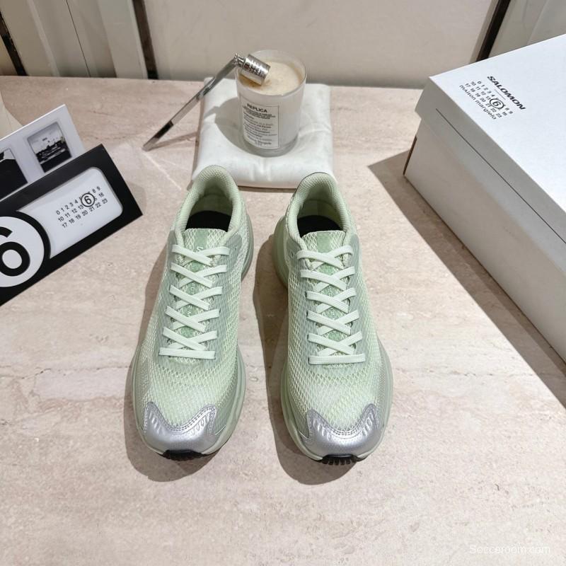 2025 Women MM6 Light Green Silver Mesh Sneakers