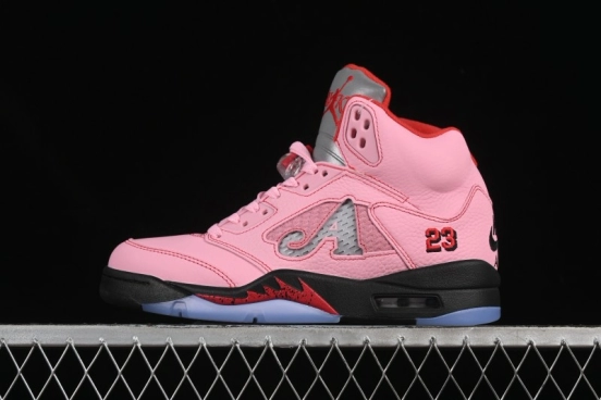 Awake NY Air Jordan 5 Retro Sneakers with Arctic Pink Colorway and Awake NY Logo Mesh - DV4982-600