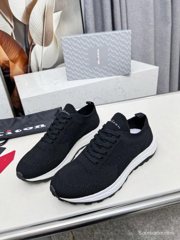 2025 Unisex Kiton Black Knit Sneakers AS00320
