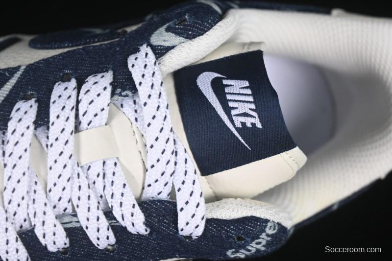 Nike Air Force 1 '07 Low Supreme Collaboration Blue Denim White Swoosh Casual Sneakers - LW9279-005