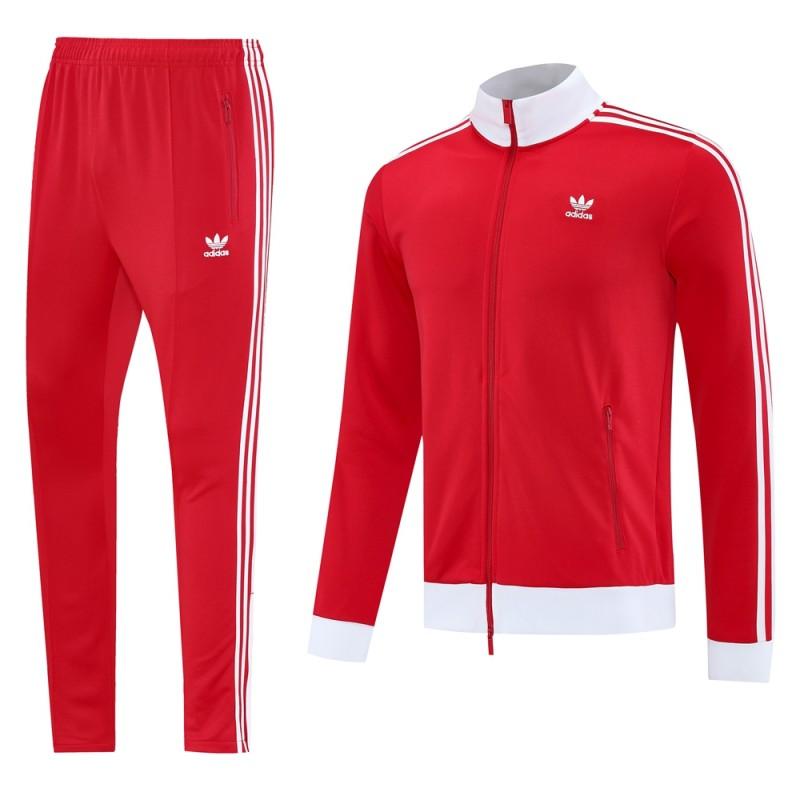 2025 Adidas Original Red Full Hoodie Zipper Jacket +Long Pants