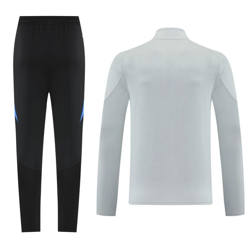 2025 Adidas Light Grey & Black with Leopard Print Pattern Half Zipper Jacket +Long Pants