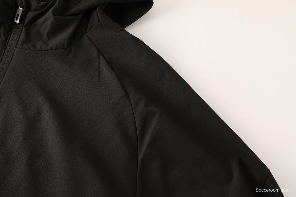 25/26 Adidas Black Hoodie Full Zipper Jacket + Long Pants