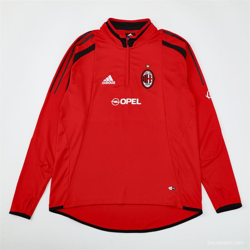 Retro 04/05 AC Milan Red Half Zipper Jacket+Long Pants