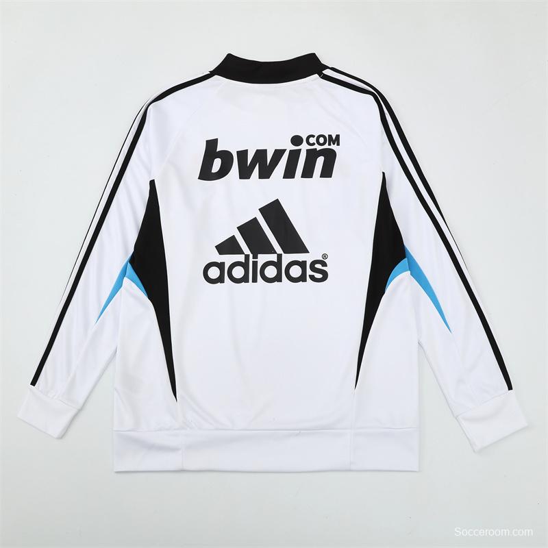 Retro 08/09 Real Madrid White Half Zipper Jacket