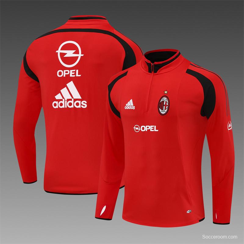Retro 04/05 AC Milan Red Half Zipper Jacket