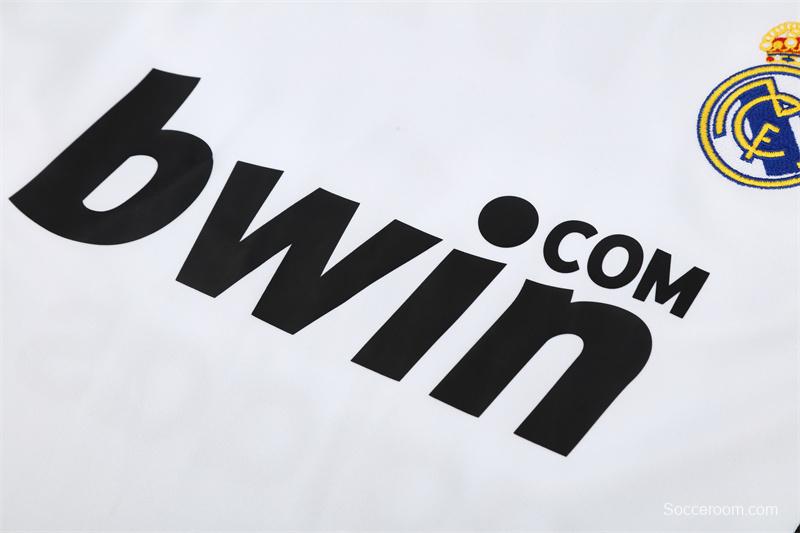 Retro 08/09 Real Madrid White Half Zipper Jacket