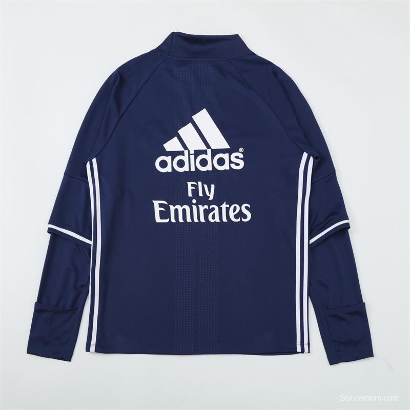 Retro 16/17 Real Madrid Royal Blue Half Zipper Jacket