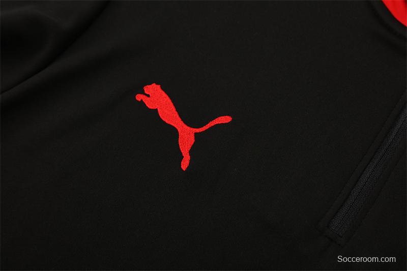 25/26 Portugal Black Half Zipper Jacket+Long Pants