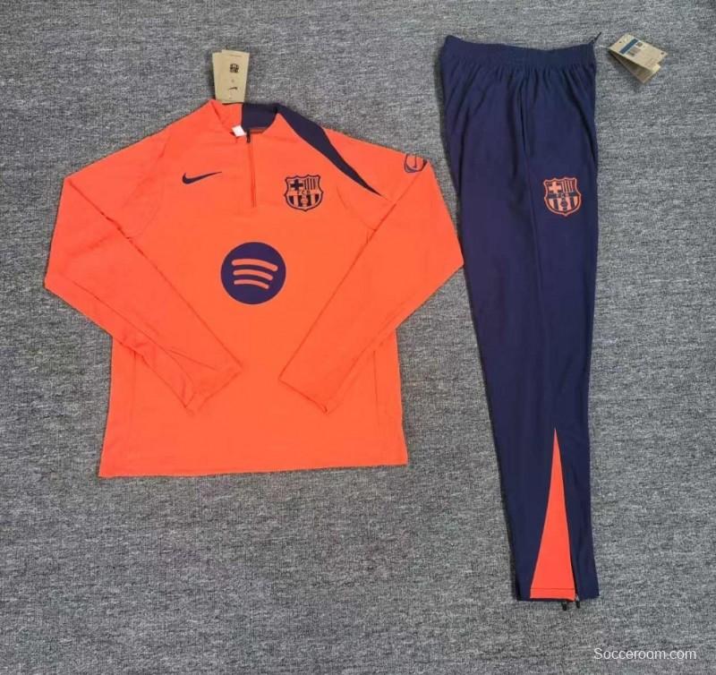 Player Version 25/26 Kids Barcelona Orange T90 Half Zipper Jacket+Long Pants