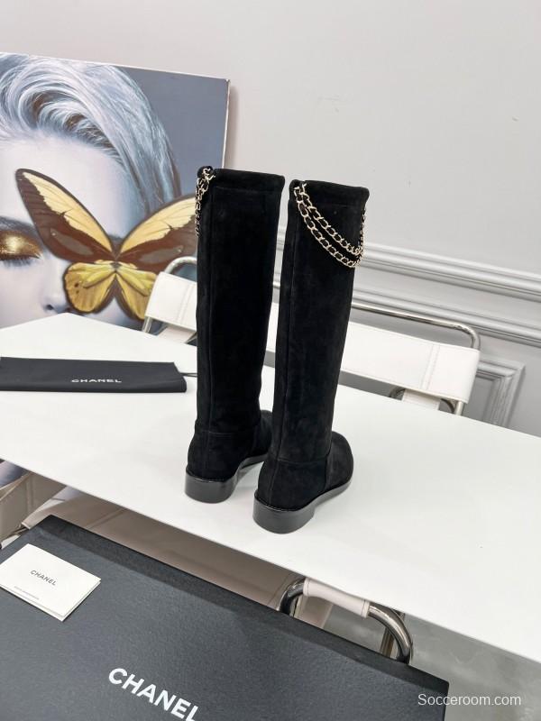 Chanel 2025 SS Quilted Leather Chain CC Logo Flat Ankle Boots - LY00510