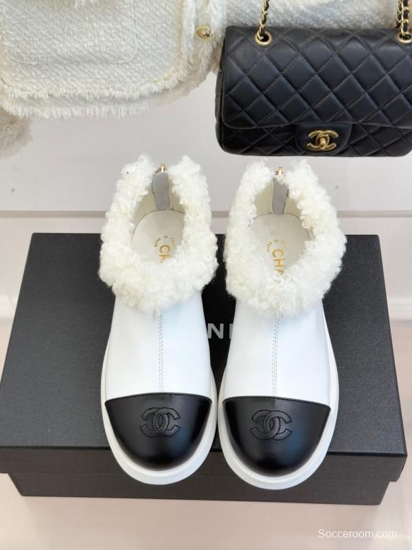 Chanel 25K Series Two-Tone CC Fur Snow Boots - KFY00270