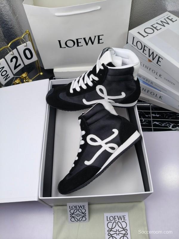 LOEWE High-Top German Training Sneakers Retro Fashion Casual White Shoes - LY00330