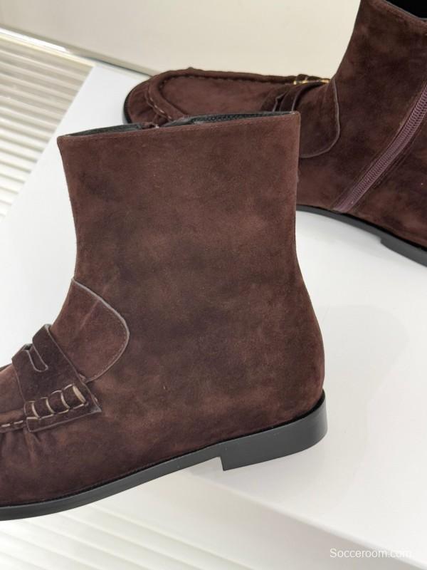 Saint Laurent YSL Letter Loaf Short Boots with Pleated Edges - KFY00430