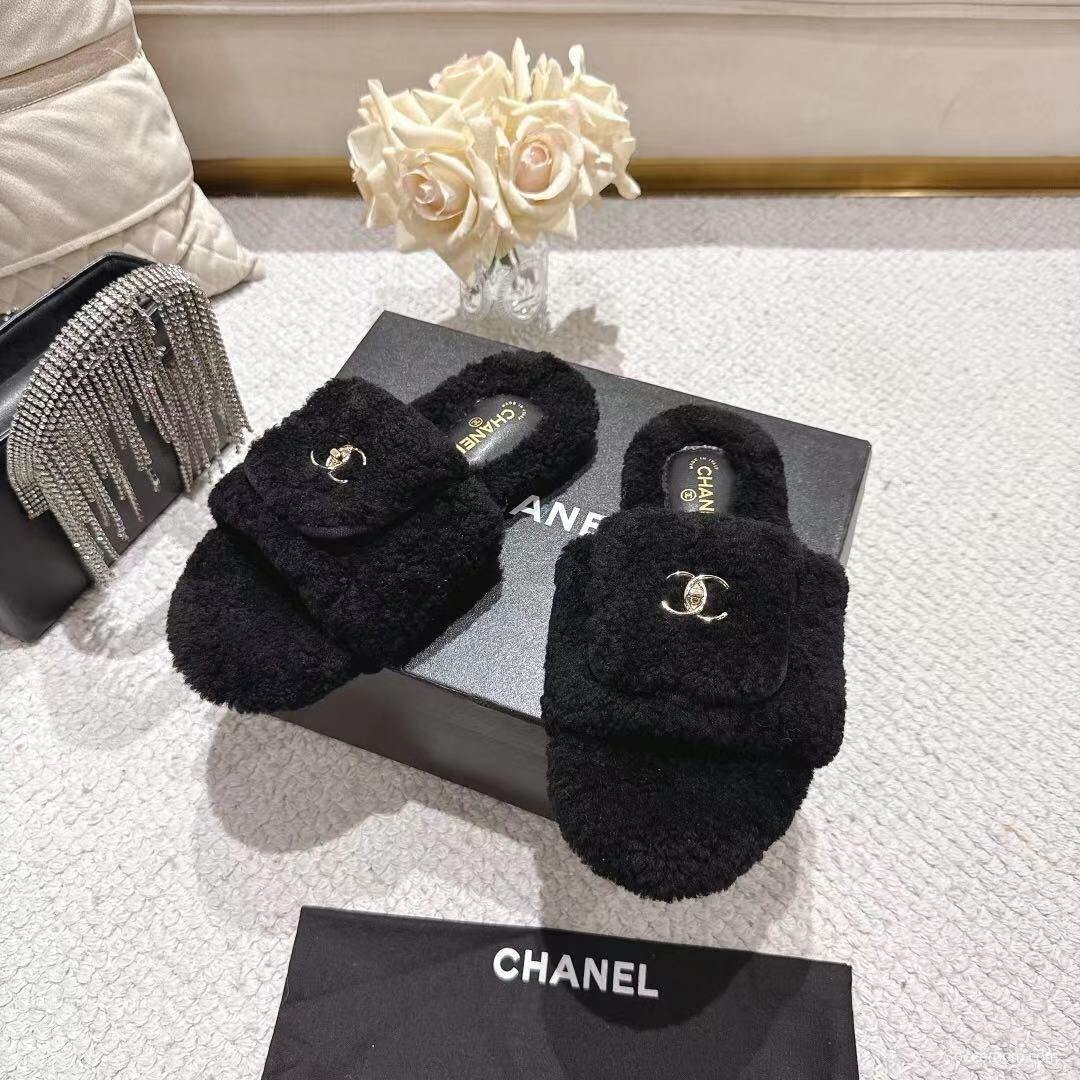Chanel 2025/SS Slingback Lock Buckle Butterfly Fur Slippers - LY00250