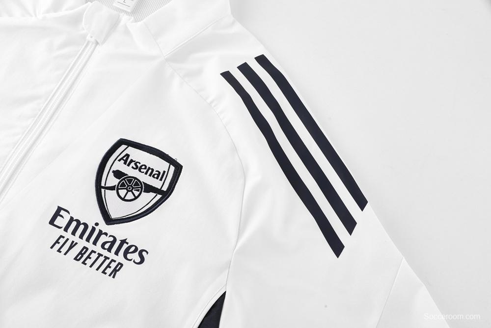 25/26 Arsenal White S-2XL Half Zipper Jacket+Long Pants