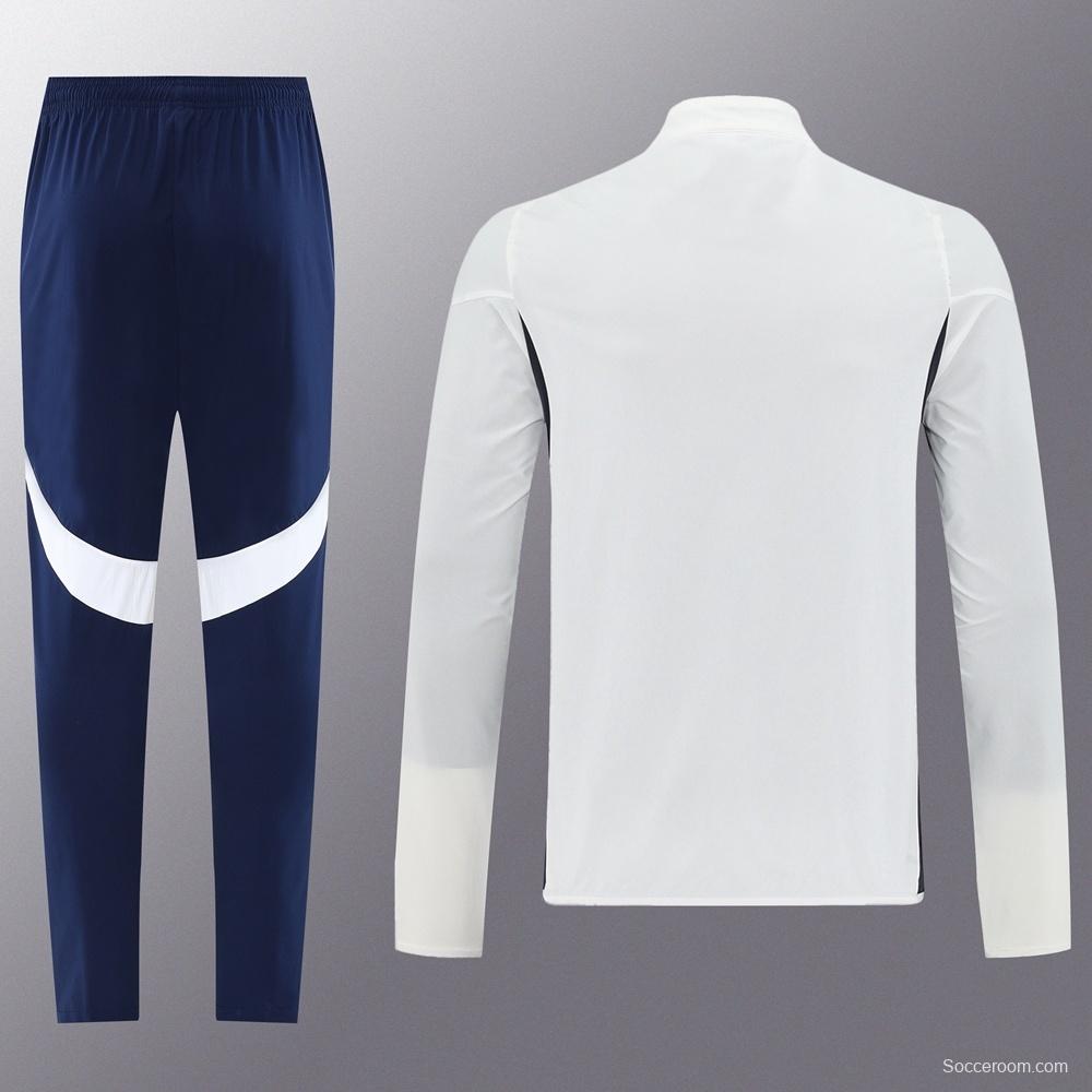 25/26 Arsenal White S-2XL Half Zipper Jacket+Long Pants