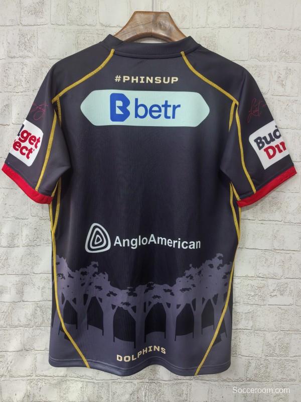 25/26 Redcliffe Dolphins Black with Sunset Pyramid Indigenous Jersey