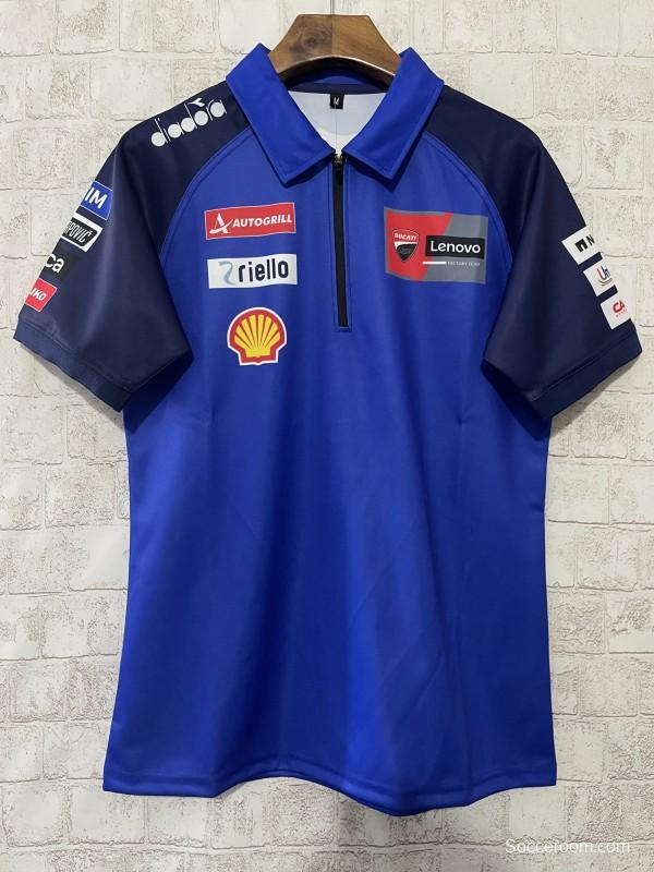 2024 F1  Ducati Corse Blue with Navy  Sleeves Racing Motorsports Polo