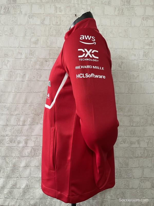 2025 F1 Scuderia Ferrari Red with White Stripe Team Jacket