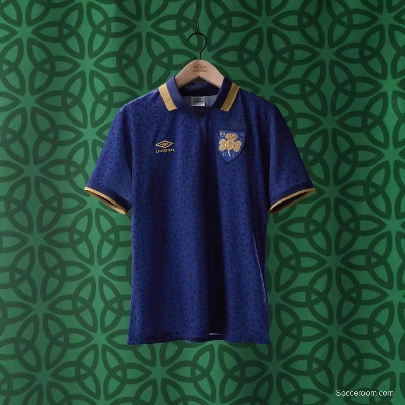 2025 Ireland Blue with Gold Trim and Geometric Pattern Jersey