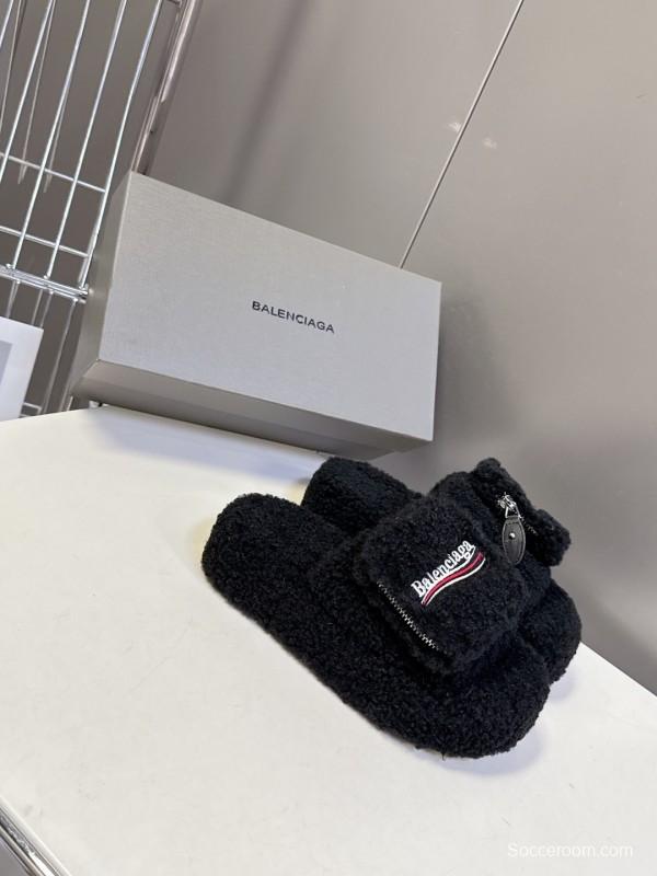 Balenciaga 2025/SS Couple Edition Coca-Cola Logo Furry Slippers - KFY00230