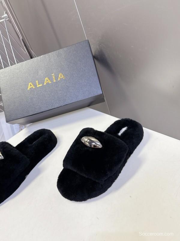 Alaïa Fall/Winter 2025 Fur Slippers - KFY00230