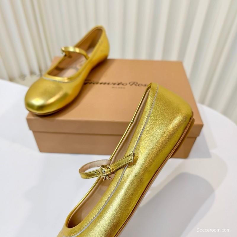 Gianvito Rossi Bohemian Style Flat Ballet Shoes with Simple Buckle Strap - LY00310