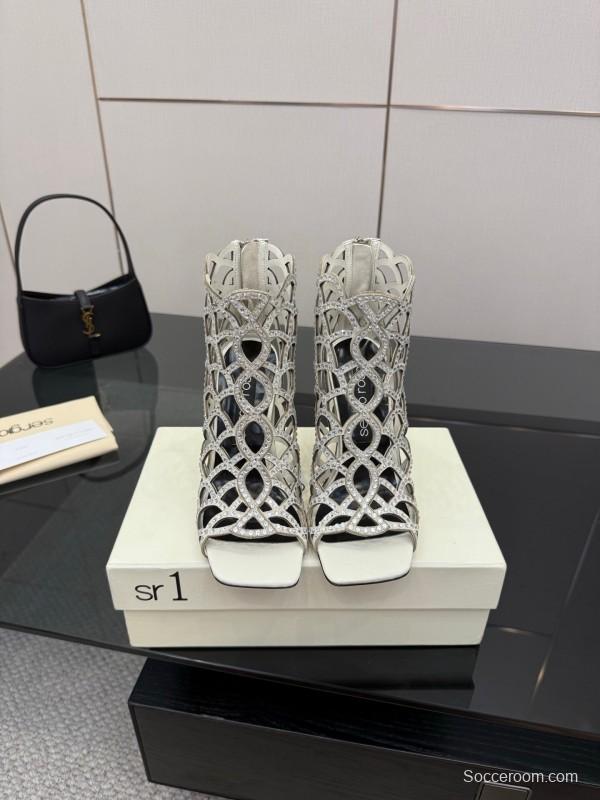 Sergio Rossi Mermaid Sandals 2025 SS Collection Elegant Fishnet High Heels - KFY00470