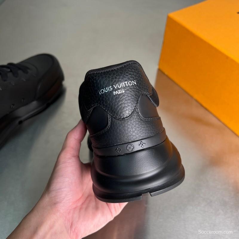 Lv Classic Leather Round Toe Lace-Up Low Top Casual Shoes - YC