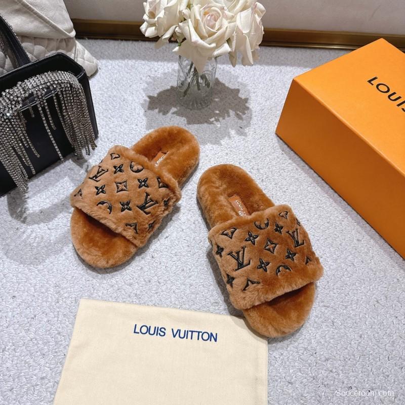 Lv 2025/ss Wool Slippers Comfortable Lazy Home Shoes - LY00240