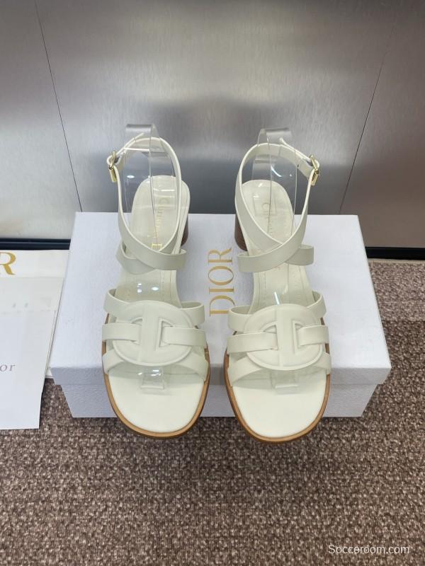 Dior D-Club Jelly Color Hollow Layered Cross Strap Mid Heel Women Shoes - KFY00290