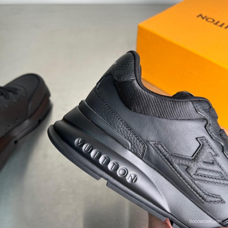 Lv Classic Leather Round Toe Lace-Up Low Top Casual Shoes - YC