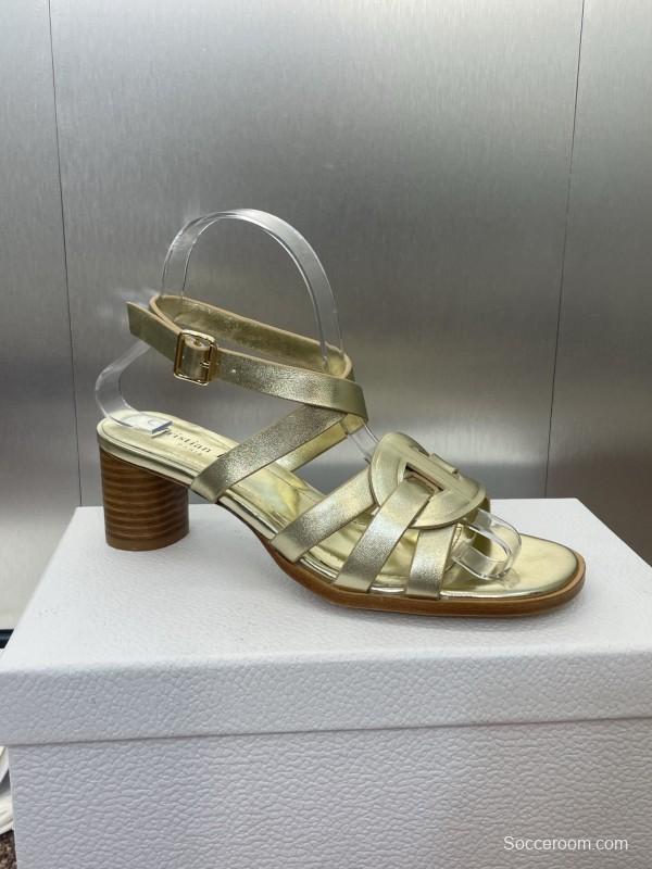 Dior D-Club Jelly Color Hollow Layered Cross Strap Mid Heel Women Shoes - KFY00290