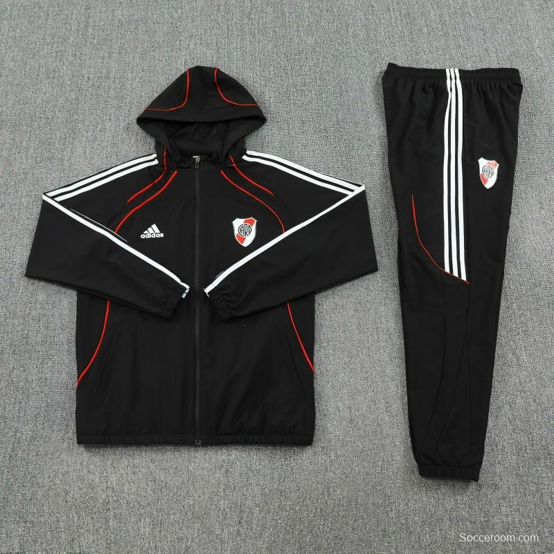 25/26 River Plate Black Full zipper Jacket Tracksuit+ long pants