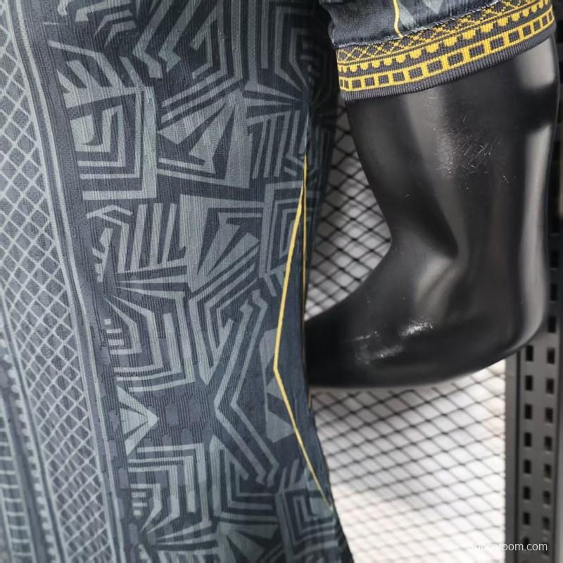 2026 Player Version Brazil Black with Gold Geometric Tribal Pattern Jersey