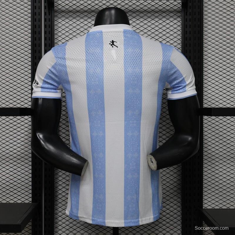 Player Version 2027 Argentina Home White & Light Blue Stripe Maradona Tribute Jersey