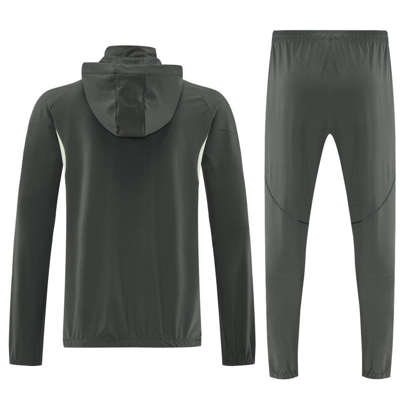 26/27 Adidas Dark Olive Green Full Zipper Hooded Jacket Tracksuit + Long Pants